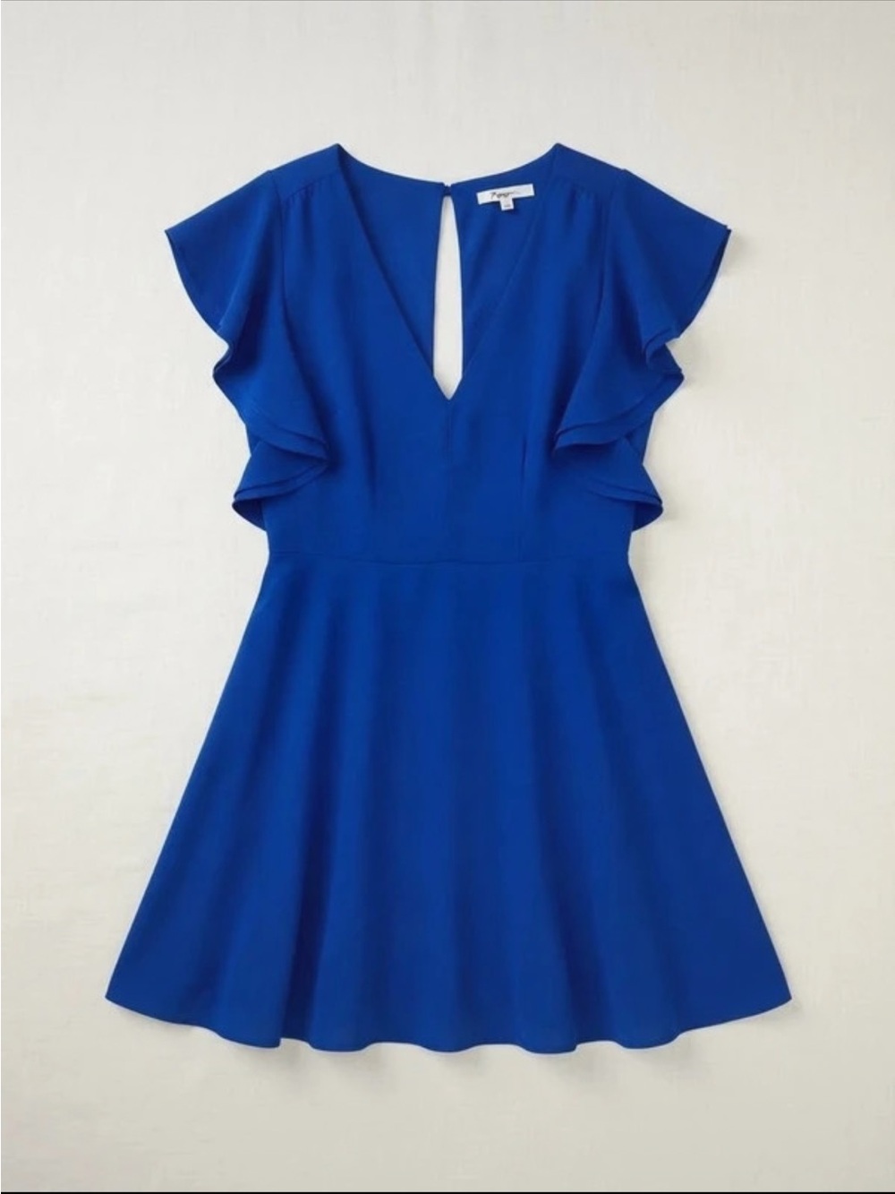 Vestido Papaya azul rey espalda descubierta volantes Talla M - Picture 2 of 3